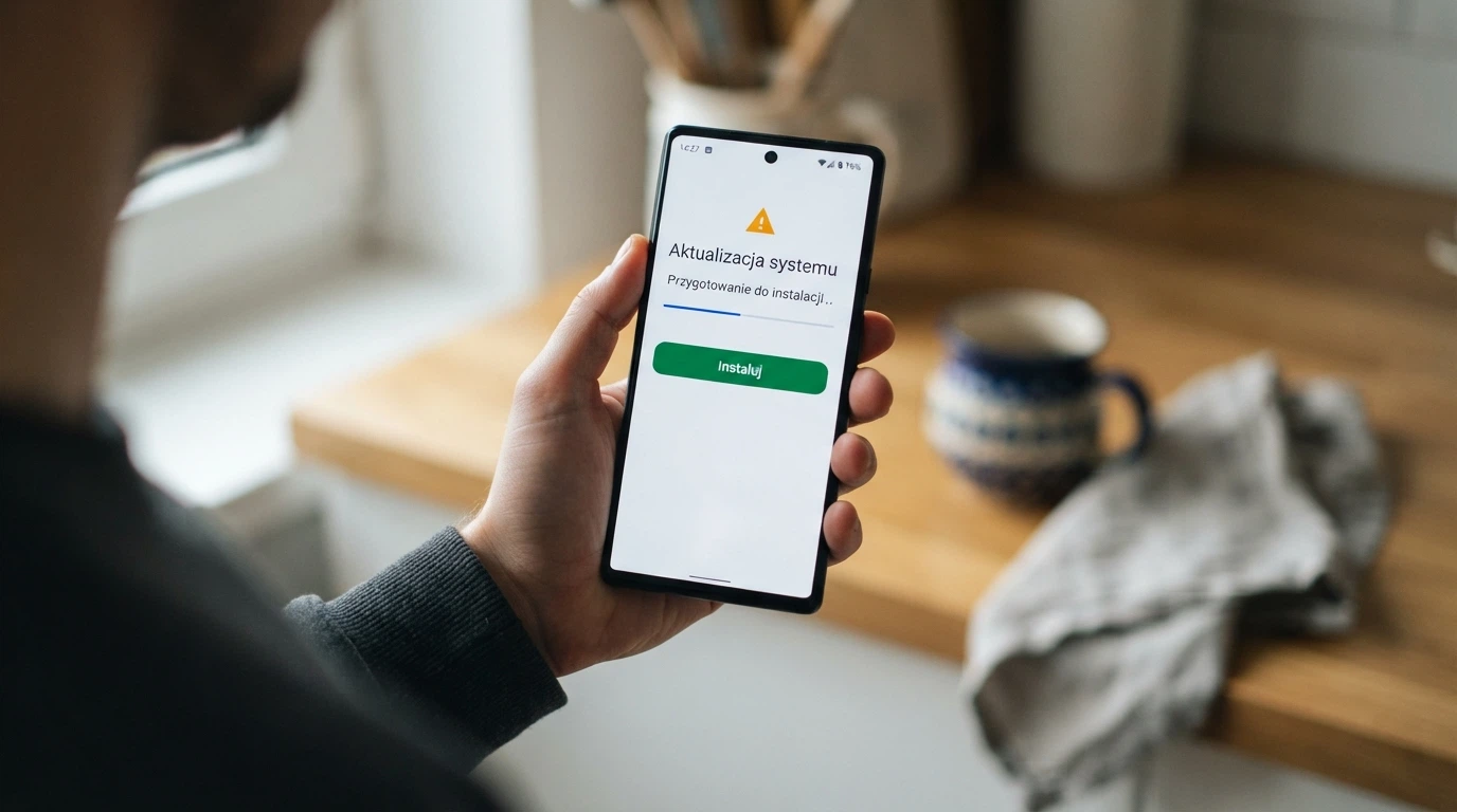 Ekran telefonu z Androidem pokazujący proces instalacji pliku APK spoza sklepu Google Play