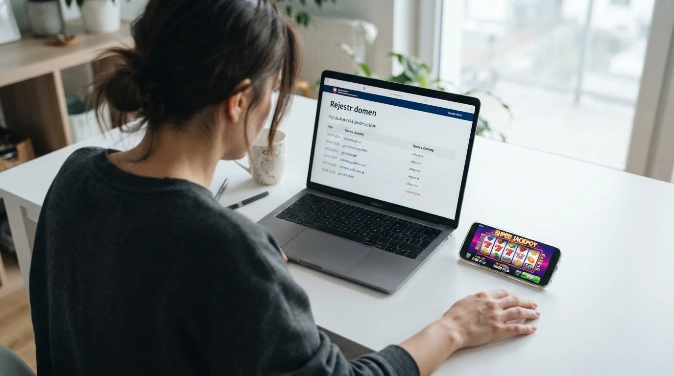 Dokument z pieczęcią Ministerstwa Finansów leżący obok smartfona z widocznym logo Total Casino na ekranie — kontrast między oficjalną legalnością a nieuregulowanym rynkiem