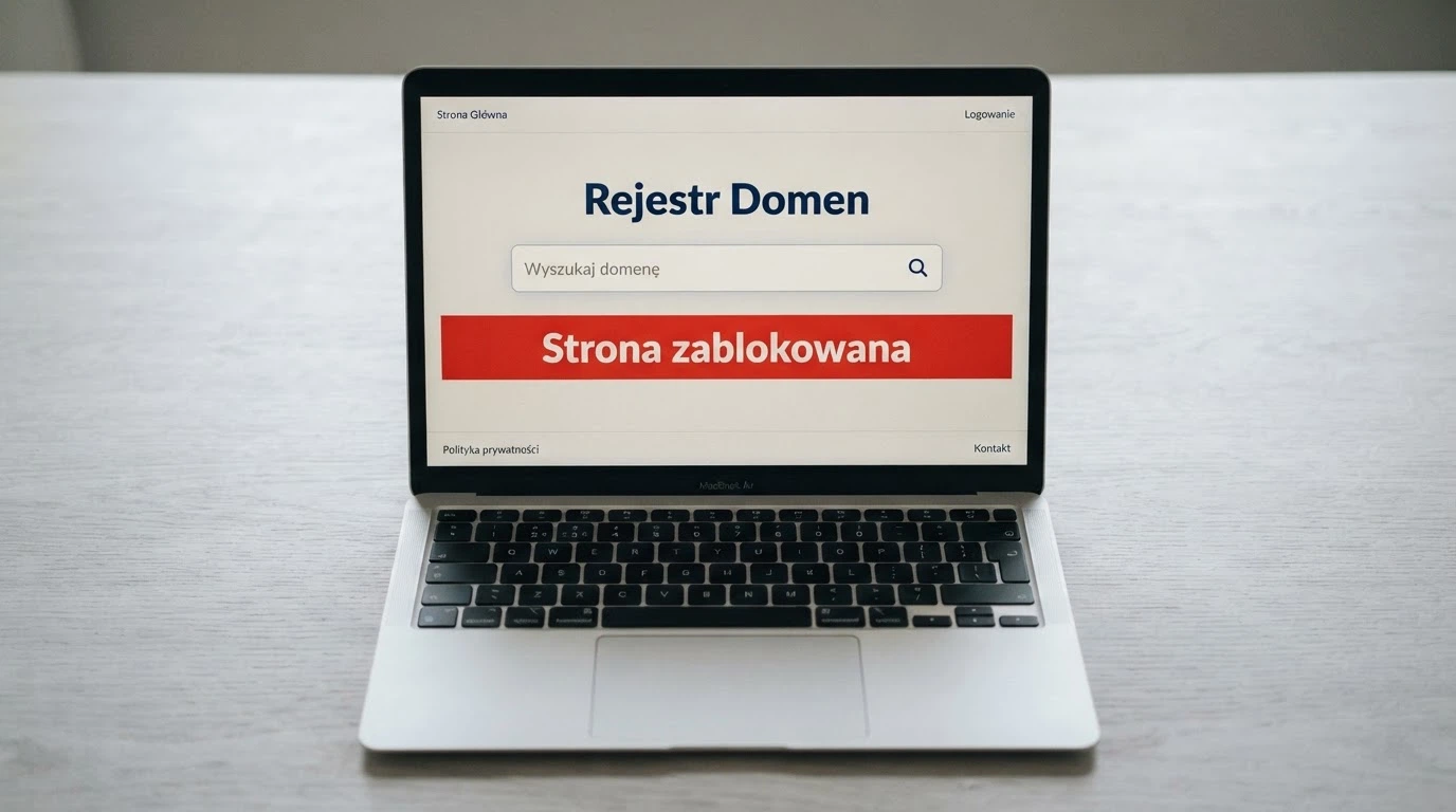 Strona hazard.mf.gov.pl z formularzem wyszukiwania Rejestru Domen i komunikatem ostrzegawczym Ministerstwa Finansów